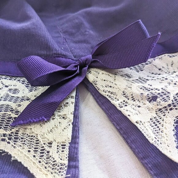 Rare Vtg 70s PRINCESS KAIULANI Purple Corduroy Prairie Kailihiwa Kaftan Dress Sz - Picture 2 of 8